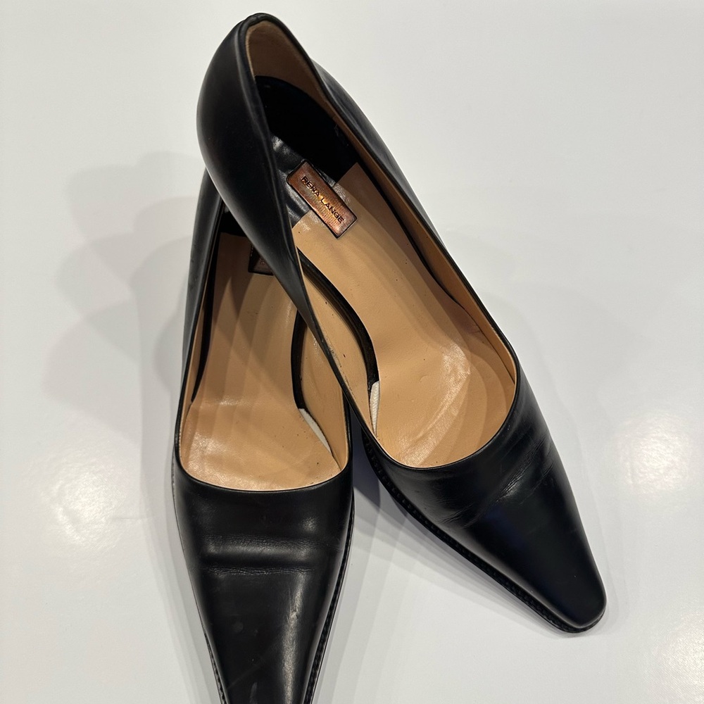 Rena Lange Black Heels Classic Pointed-Toe
